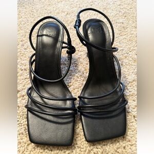 Marc Fisher LTD Strappy Black Square Toe Heels – Size 7.5, 3.5” Heel